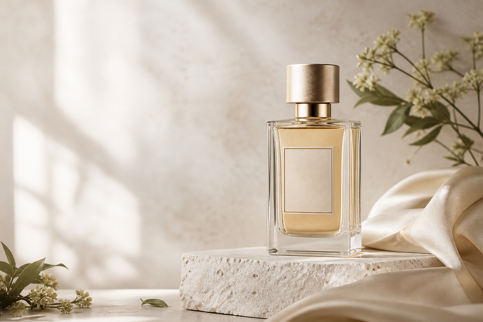 Luxury perfume bottle on a refined studio set